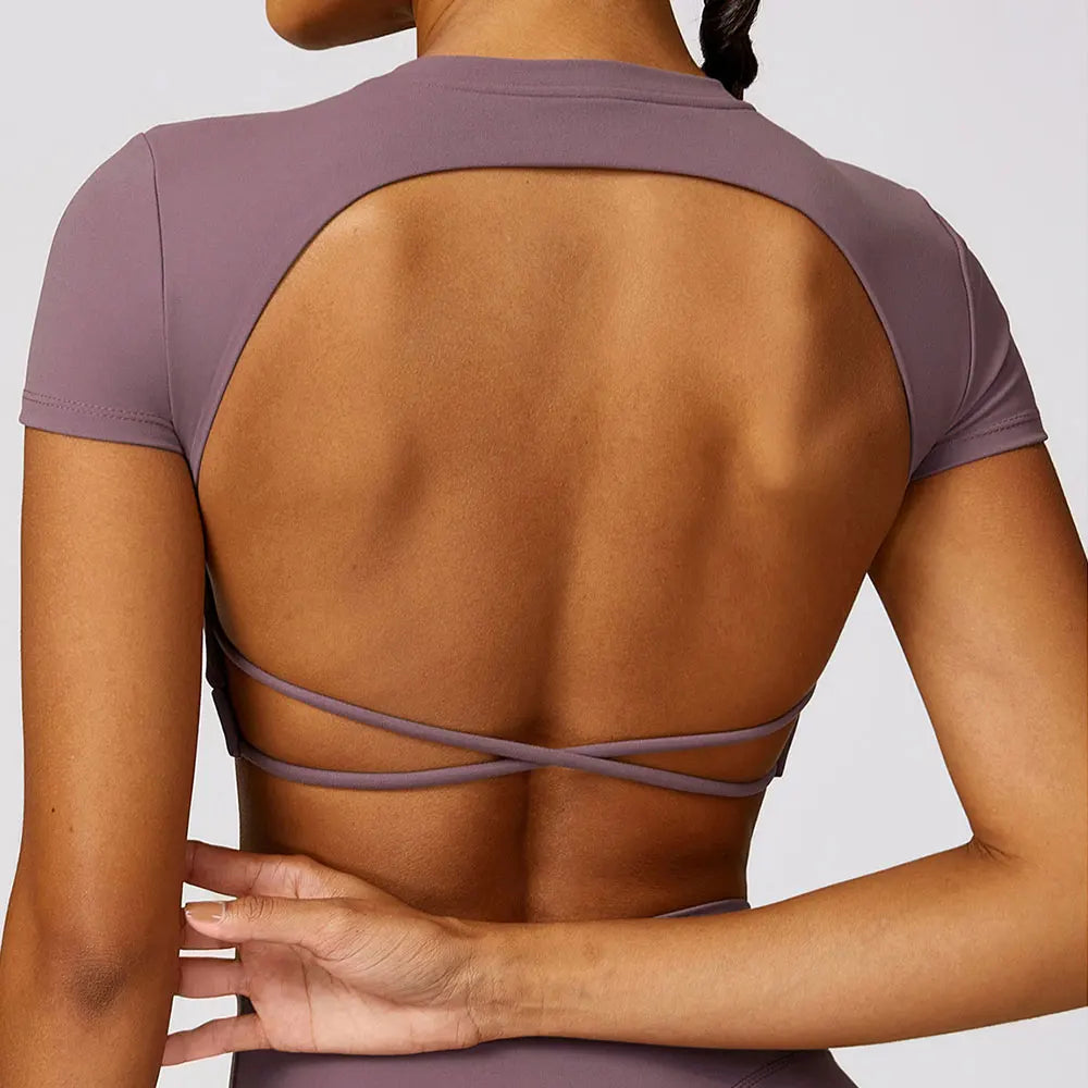 Women Sports Top Backless Shirt