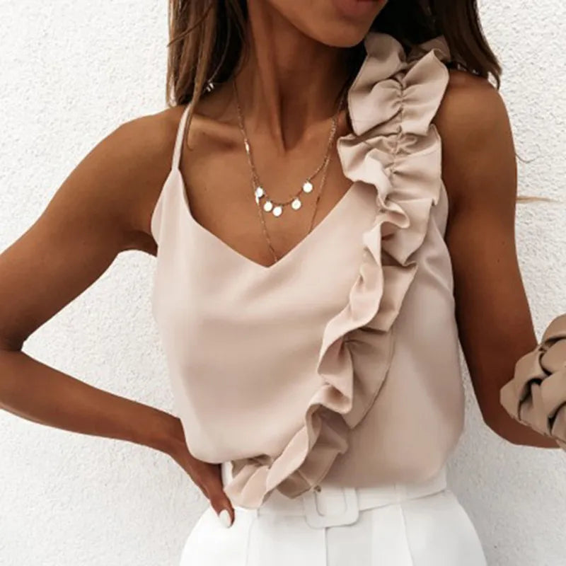 Women Elegant Outfit Top Shirt Beige S