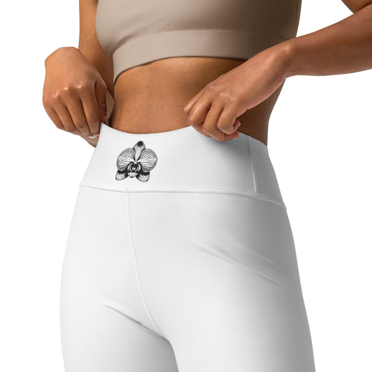White Yoga Leggings with orchid emblem – Schwarzman