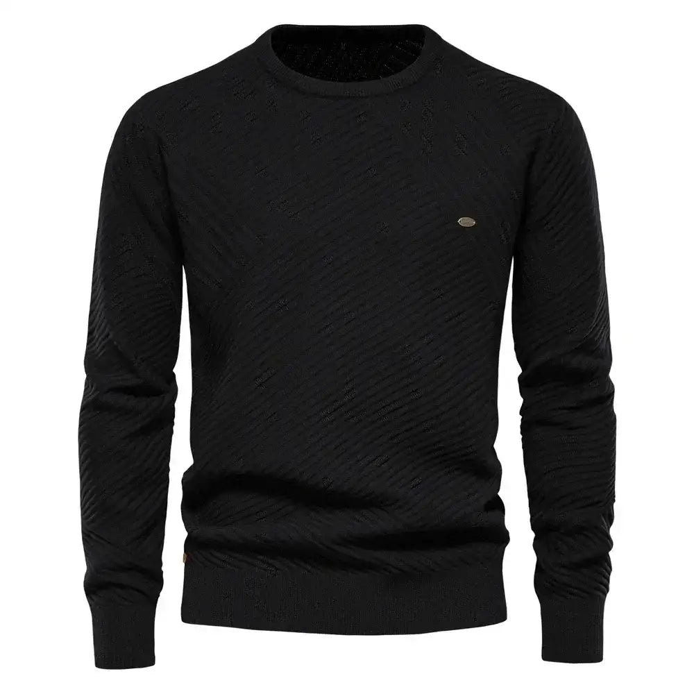 Men Aiopeson Striped Sweater Shirt Black